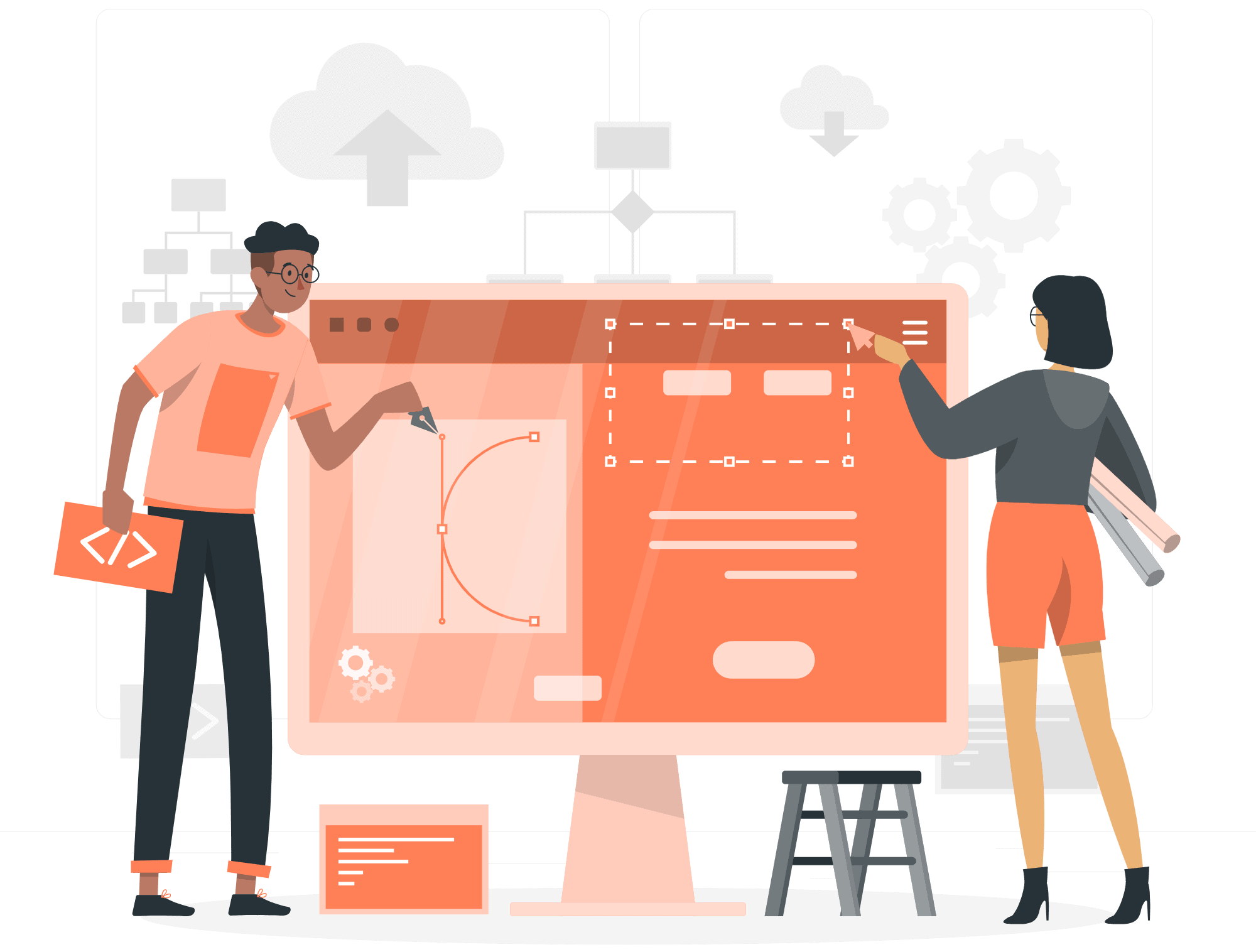 Ecommerce content editing on laptop for online store marketing